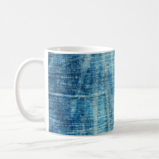 Caneca De Café Textura de denim de jeans azuis (Esquerda)