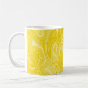 Caneca De Café Textura de espiral de mármore - tons amarelos
