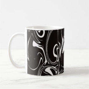 Caneca De Café Textura de espiral em mármore - preto e branco inv