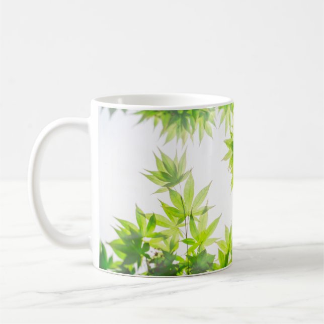 Caneca De Café Textura de galho de folha de árvore mapeada (Esquerda)
