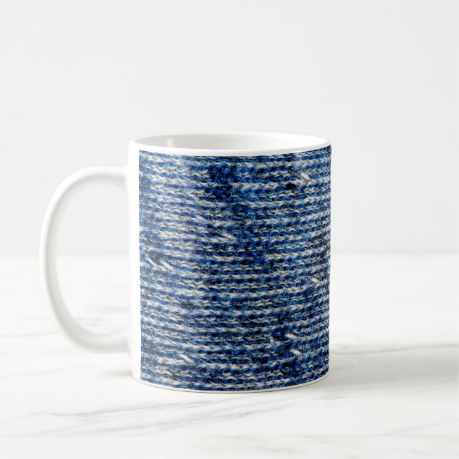 Caneca De Café Textura de lã de tricô azul (Esquerda)