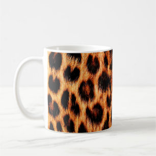 Caneca De Café Textura de leopardo, padrão africano sem soldadura