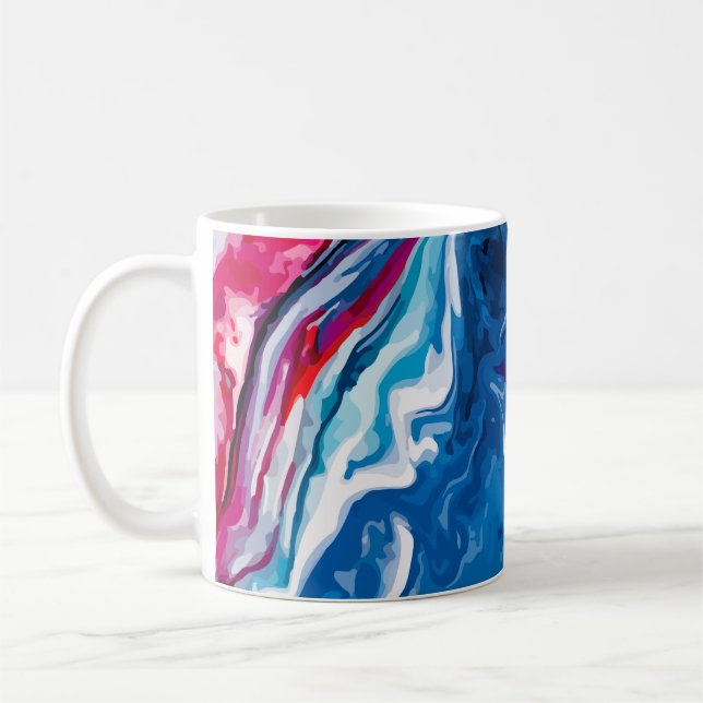 Caneca De Café Textura de mármore azul-vermelho (Esquerda)