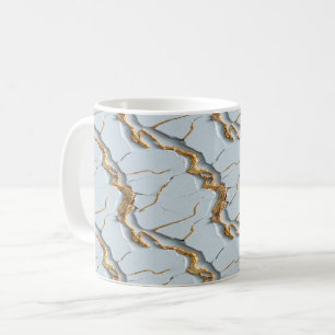 Caneca De Café Textura de Mármore Branco com Veias de Ouro Rachad