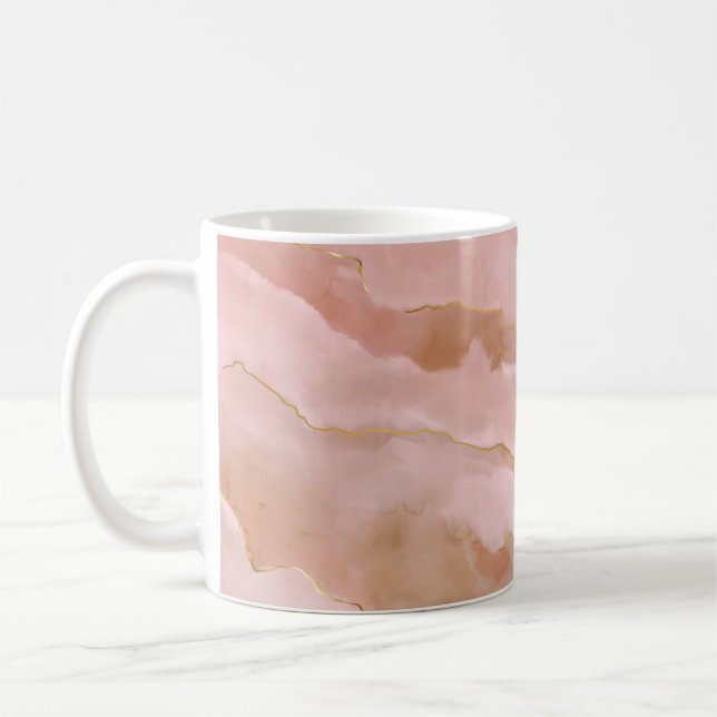 Caneca De Café Textura de mármore líquido rosa (Esquerda)