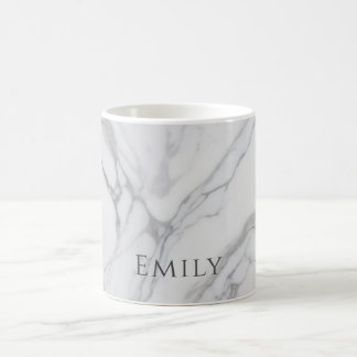 Caneca De Café Textura de Mármore Personalizada Branco Cinza