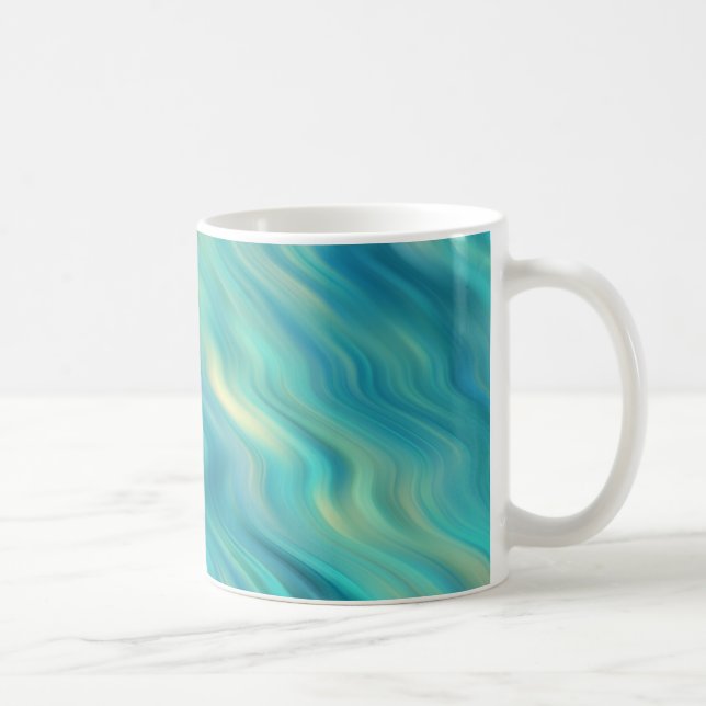 Caneca De Café Textura de onda de Hydrangea azul (Direita)