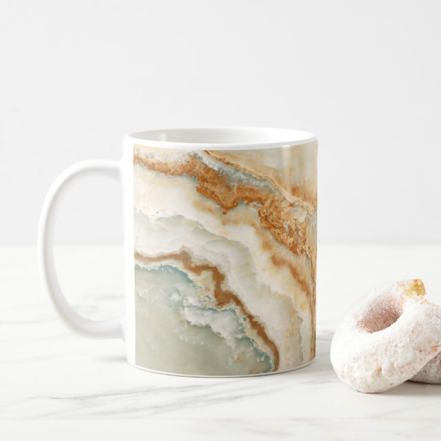 Caneca De Café Textura de pedra marrom e bege (Com Donut)