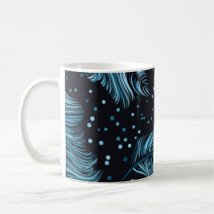 Caneca De Café Textura de pena escura, abstrato.
