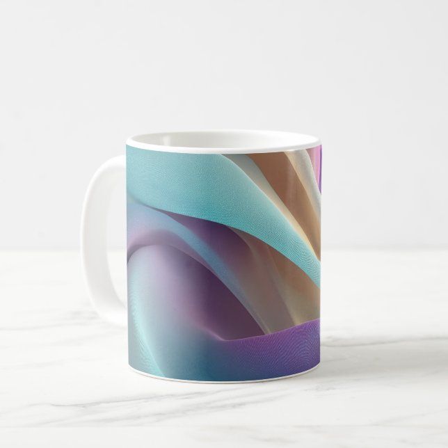 Caneca De Café Textura de Tecido Abstrato em Tons Pastéis (Frente Esquerda)