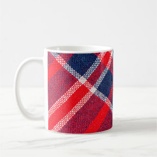 Caneca De Café Textura de tecido de lã vermelho e azul