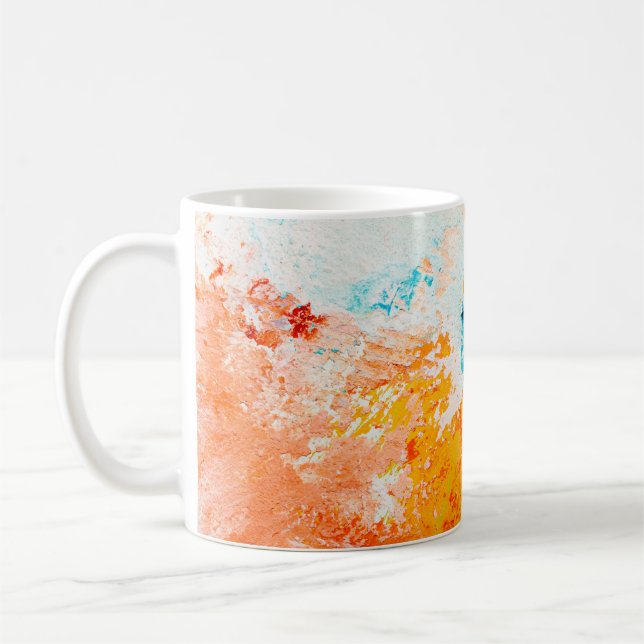 Caneca De Café Textura de tinta de óleo de abstrato em canvas, fu (Esquerda)