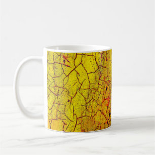 Caneca De Café Textura do antigo resumo de tinta amarela, envelhe