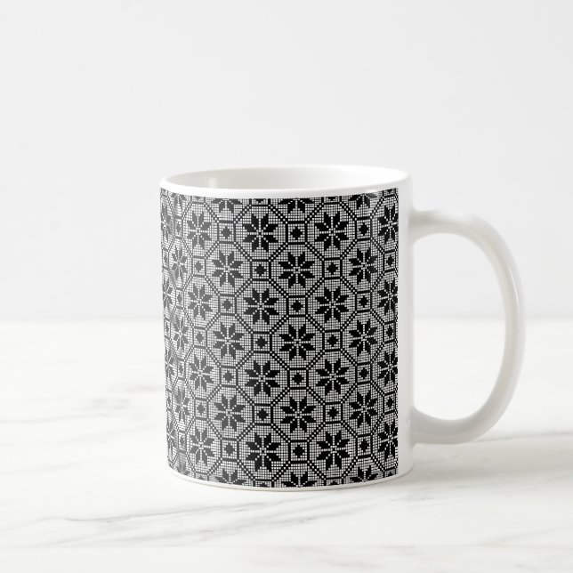 Caneca De Café Textura do tecido com ponto transversal de rendas  (Direita)
