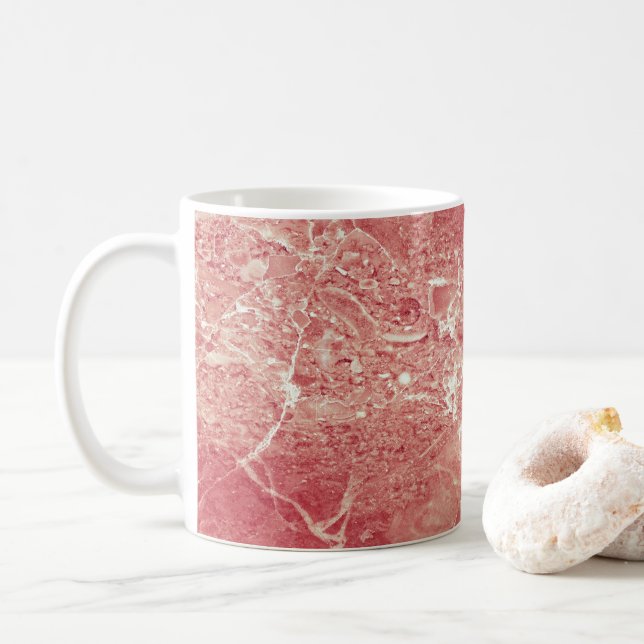 Caneca De Café Textura Dourada de mármore rosa (Com Donut)