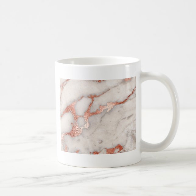 Caneca De Café Textura Dourada de mármore rosa (Direita)