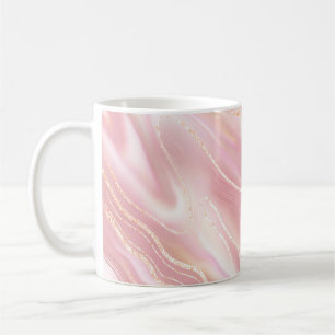 Caneca De Café Textura elegante de mármore. tex rosa dourado lí