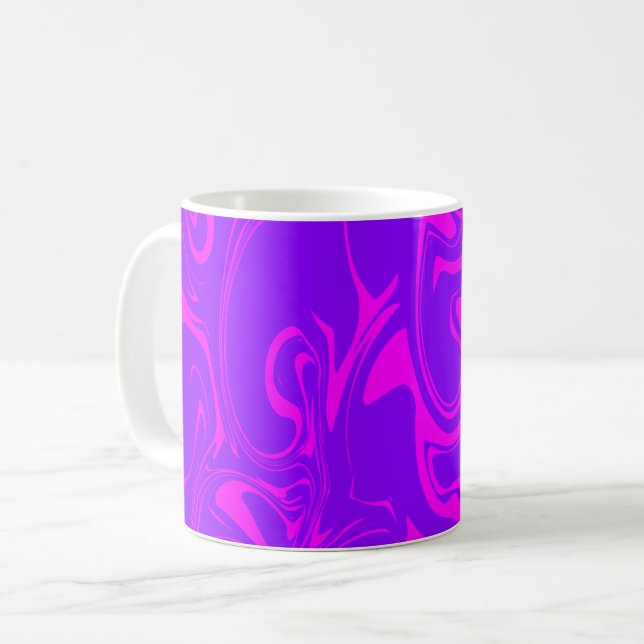 Caneca De Café Textura em espiral de mármore - Tom roxo escuro e  (Frente Esquerda)
