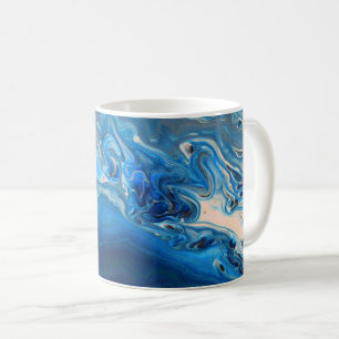 Caneca De Café Textura Fluida de Agato Azul Marble 