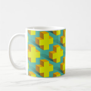 Caneca De Café Textura geométrica abstrato de cruzes amarelas num