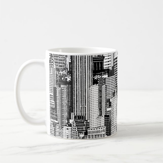 Caneca De Café Textura Isométrica de Cidade do Skyscraper (Esquerda)