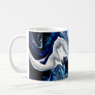 Caneca De Café textura líquida de abstrato marble em branco prat