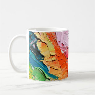 Caneca De Café Textura multicolor de tinta a óleo. fundo de abstr