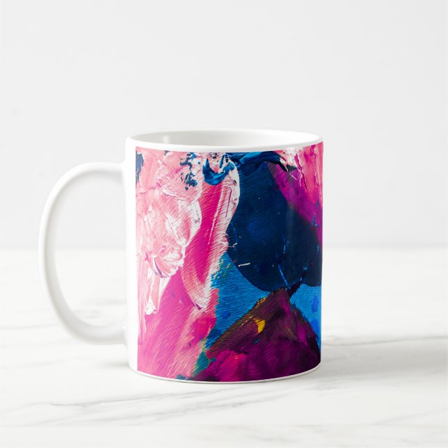 Caneca De Café Textura pintada artística, decoração moderna. (Esquerda)