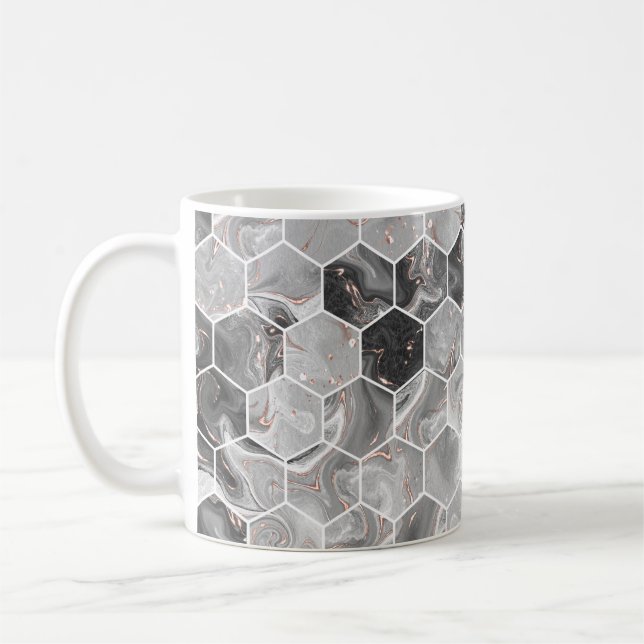 Caneca De Café Textura uniforme de hexágono mármore com padrão do (Esquerda)