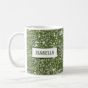 Caneca De Café Textura Verde Esmaecida com Folha, Procura com Nom