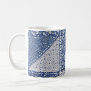 Caneca De Café Textura Vintage de Correção de Triângulo Denim.