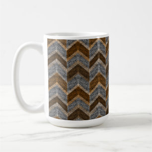 Caneca De Café Texturizados, ziguezagues, cinzas e castanhos