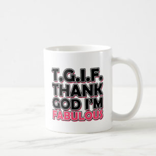 Caneca De Café TGIF Obrigado Deus Eu sou Fabuloso