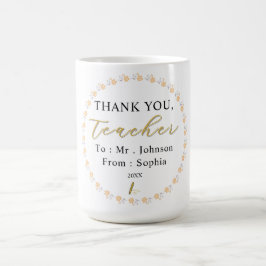 Caneca De Café Thank You Teacher – Custom Name Mug Gift
