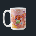 Caneca De Café The Afternoon<br><div class="desc">Everything is pink and warm tones from the background to the young lady hair,  pink sky,  pink tulips,  stufftoys and etc 
Art title: The Afternoon
Medium: Mix Media (watercolor,  acrylic,  and colored pencils on watercolor paper camvas)
Size: 12 x 18 inch
Date: January 19,  2022</div>