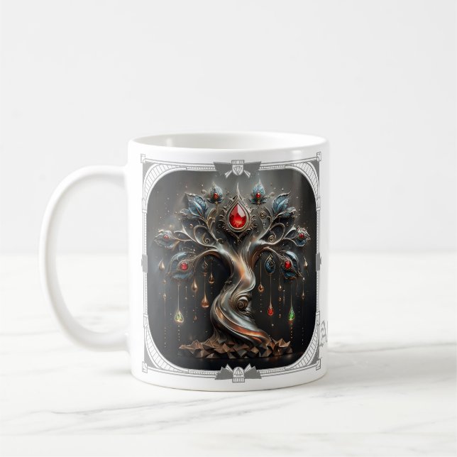 Caneca De Café  The Art Deco Tree of Life design.  (Esquerda)