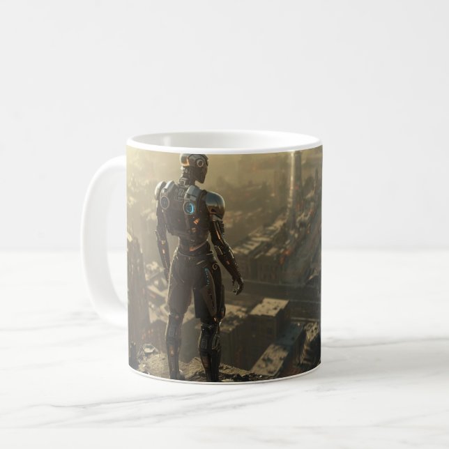Caneca De Café  The Ascendant Guardian: Sci Fi Cyberpunk Mug (Frente Esquerda)