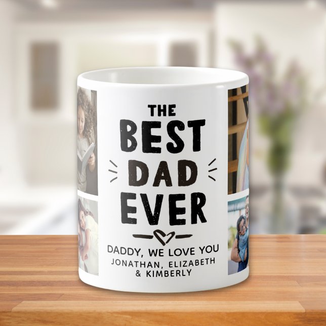 Caneca De Café The Best Dad Ever Cute Photo Collage for Dad (Criador carregado)