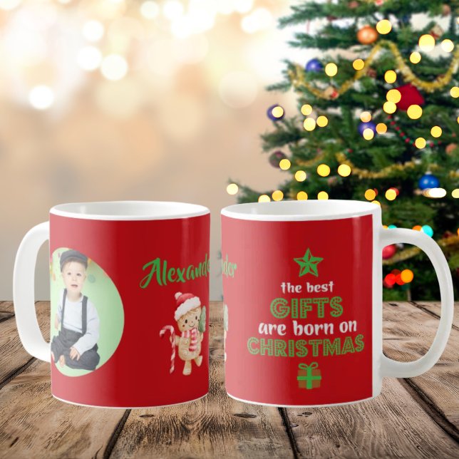 Caneca De Café The Best Gift are Born on Christmas Photo (Criador carregado)