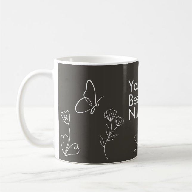 Caneca De Café The Best Nurse - Doodle Design (Esquerda)