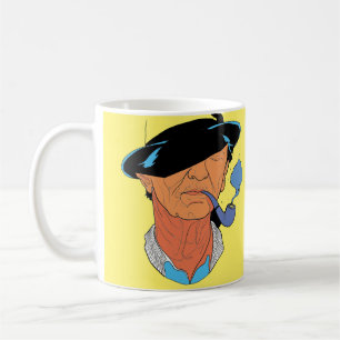 Caneca De Café The Blue Smoke Sailor: Minimalist Portrait