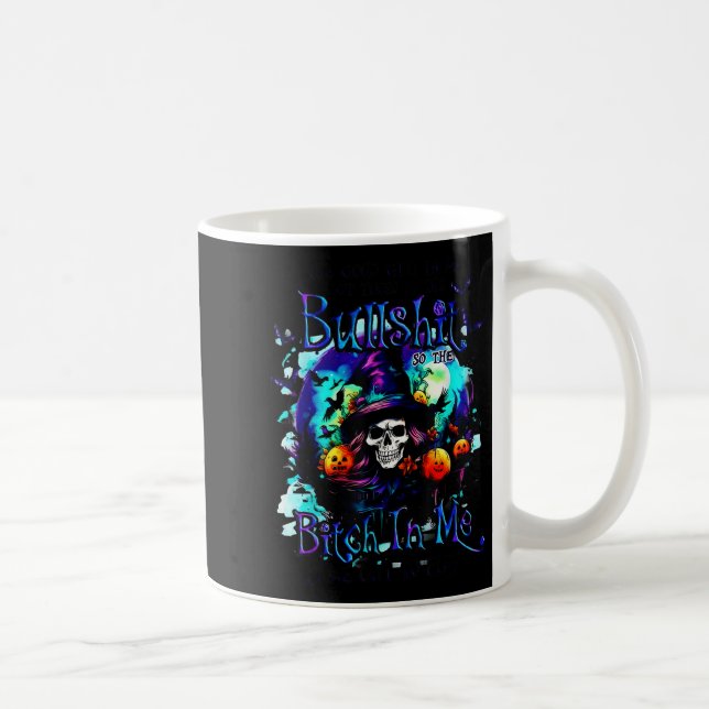 Caneca De Café The Good Girl In Me Got Tired Halloween Witch Skul (Direita)