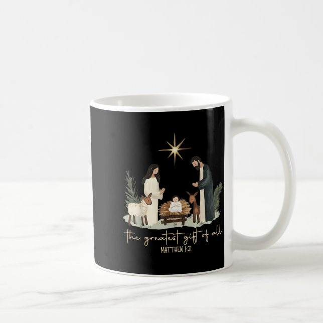 Caneca De Café The Greatest Gift Of All Jesus Christian Holiday C (Direita)