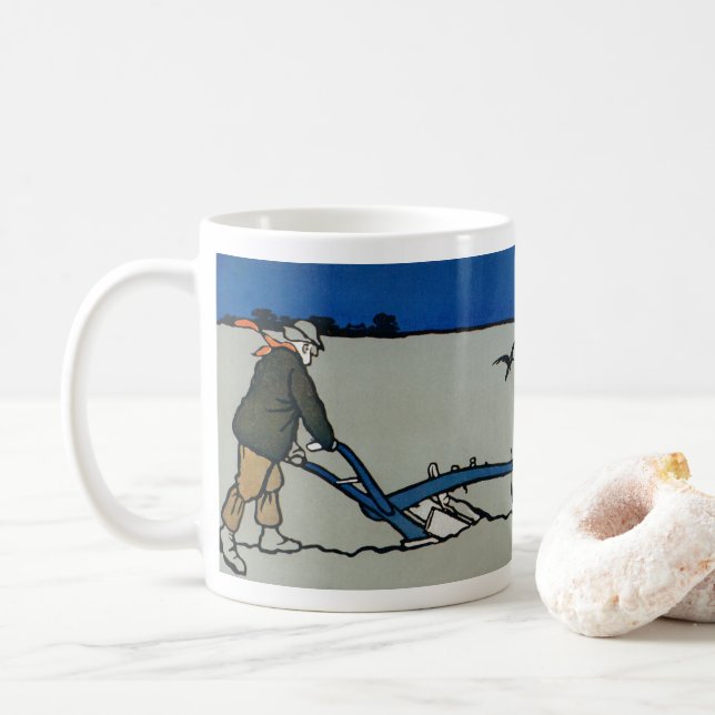 Caneca De Café The Plowman, por Cecil Aldin (1870-1935) (Com Donut)