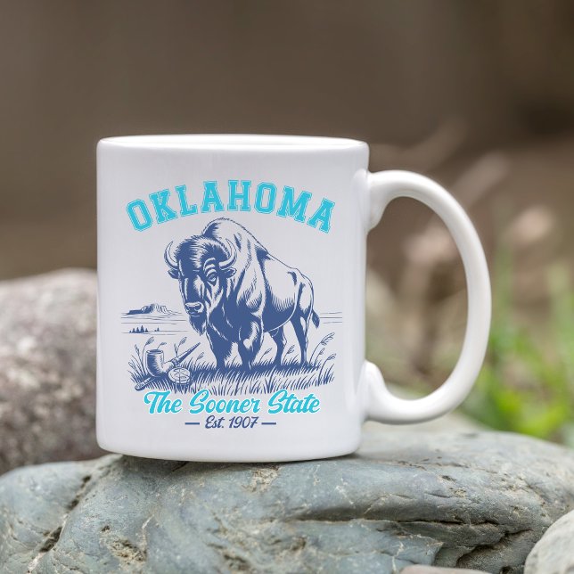 Caneca De Café The Sooner State Bison Art – Oklahoma State Design (Criador carregado)