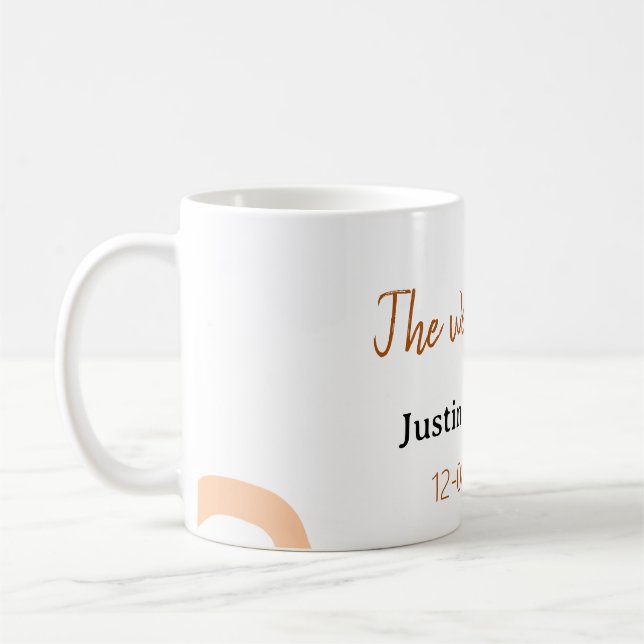 Caneca De Café The wedding of add bride groom name date peach (Esquerda)