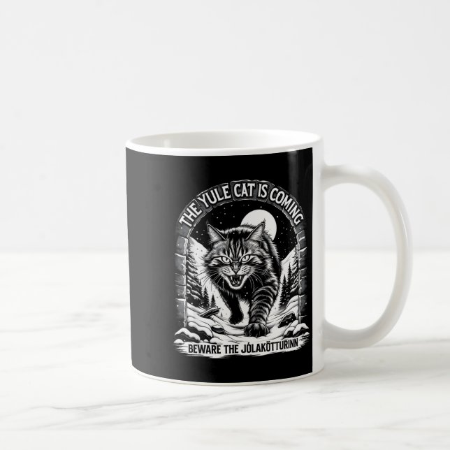 Caneca De Café The Yule Cat Is Coming Beware Jolakotturinn Quote  (Direita)