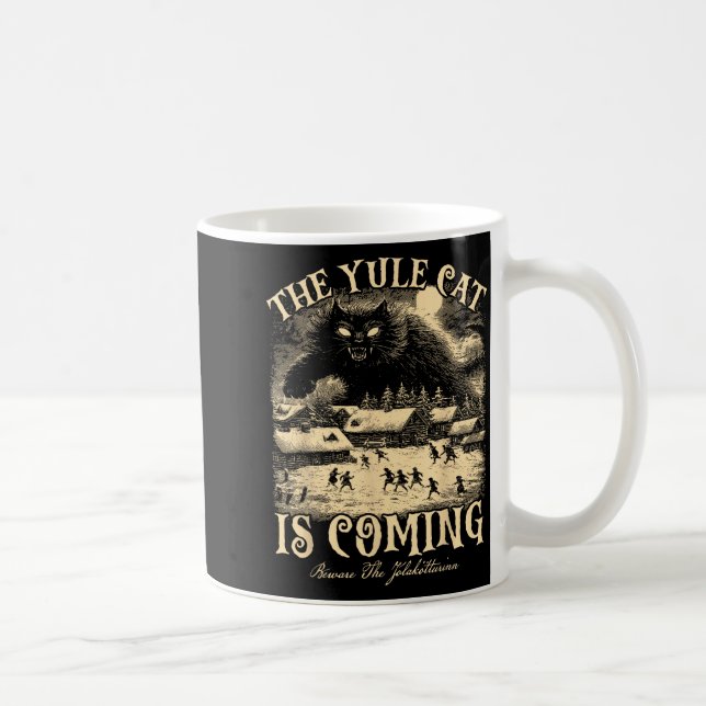 Caneca De Café The Yule Cat Is Coming Gothic Christmas Winter Sol (Direita)