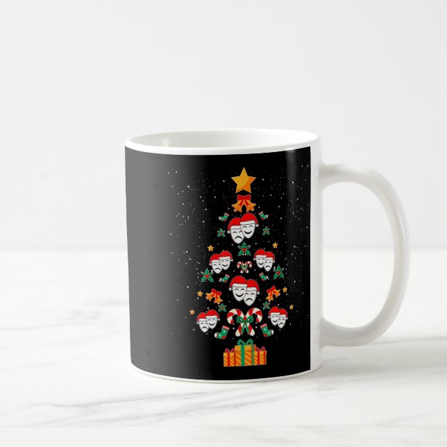 Caneca De Café Theatre Masks Drama Actor Actress Christmas Tree X (Direita)