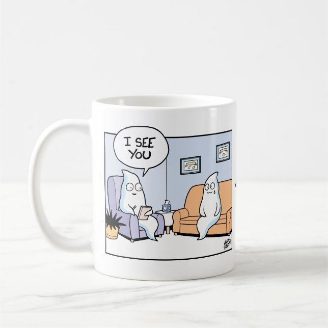 Caneca De Café Therapist Ghost tells Patient Ghost is seen (Esquerda)